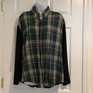 FURST OF A KIND VINTAGE HANDMADE Women’s Repurposed Grunge Flannel/Sheer TopL/XL
